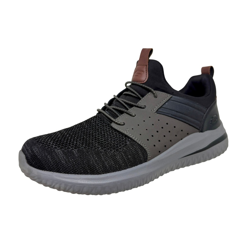 Skechers Delson 3.0 Cicada Men's 9 Black Gray Bungee Sneakers 210238 Memory Foam